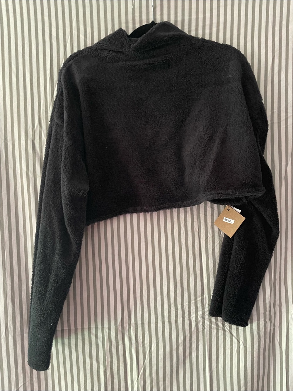 Fuzzy Crop Top Mock Neck Sweater